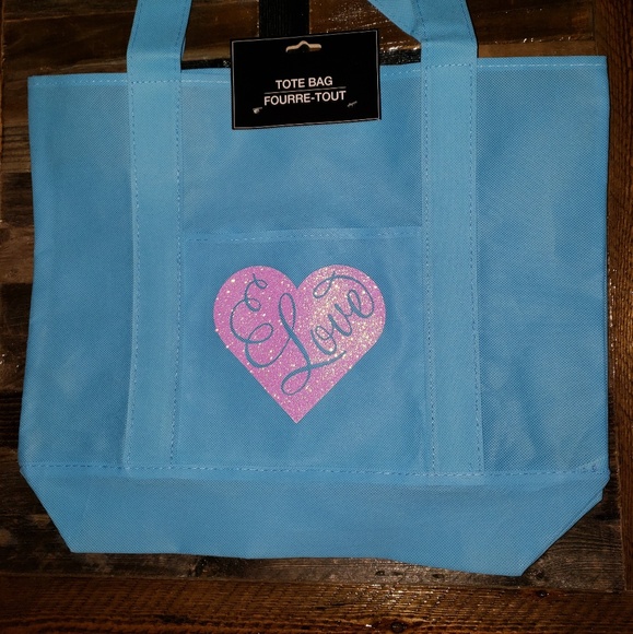Handbags - Large Tote Bag with Glitter Love Heart